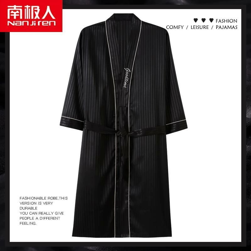 メンズ 秋 春 夏 パジャマ ナイトウェア ネグリジェ 七分袖 冷感 バスローブ モーニング ローブ ホーム 服