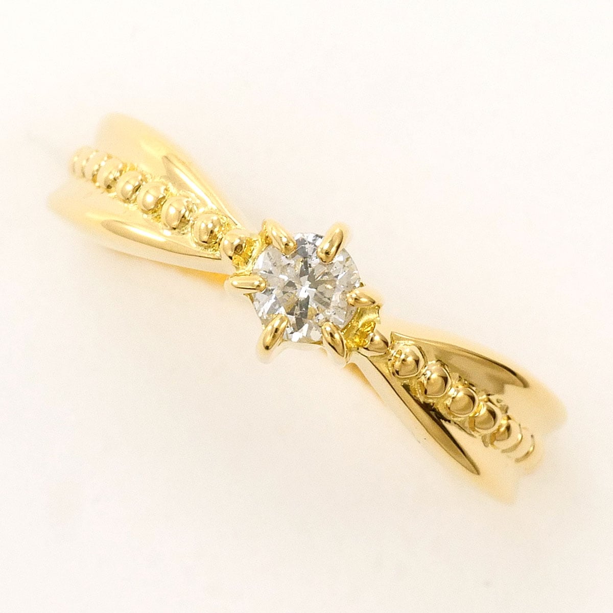 K18 18金 YG イエローゴールド リング・指輪 5号 ダイヤモンド 0.13ct 総重量約2.0g 中古