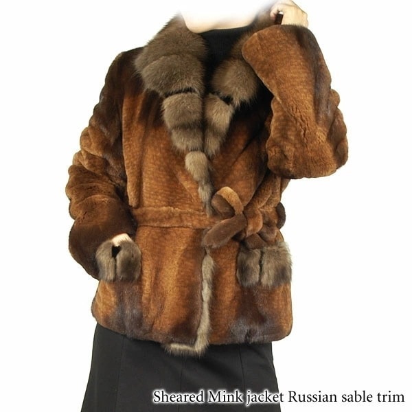 シェアードミンクジャケットロシアンセーブルトリミング