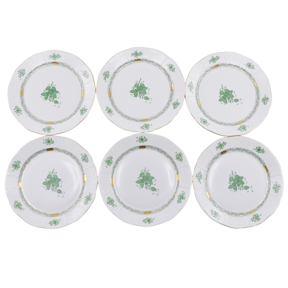 アポニーグリーン プレート 6客 直径：25.2cm 食器 ポーセリン _ 中古品 Aランク