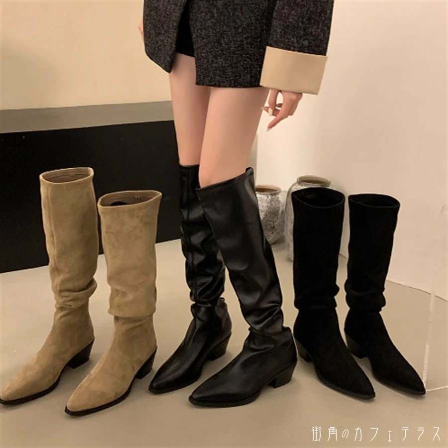 ブーツ 3色 靴 シューズ チャンキーヒール ローヒール アーモンドトゥ エレガント 可愛い 大人可愛い きれいめ シンプル カジュアル シック コンサバ 華やか 大人 上品 おしゃれ 主役級 こなれ
