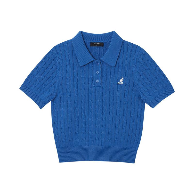 女性用半袖カラーニット 1900 ブルー (KREWKN19000)