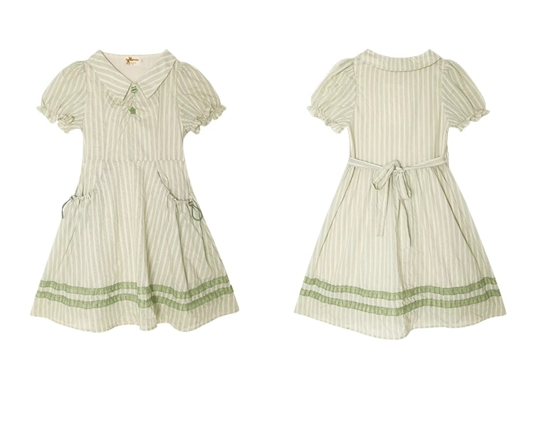 夏 カレッジ スタイル ドレス 個性的 ワンピース ショート ショート丈 袖あり 半袖 パフスリーブ Vネック 襟付き かわいい 大人可愛い シンプル カジュアル 大人 上品 おしゃれ お洒落