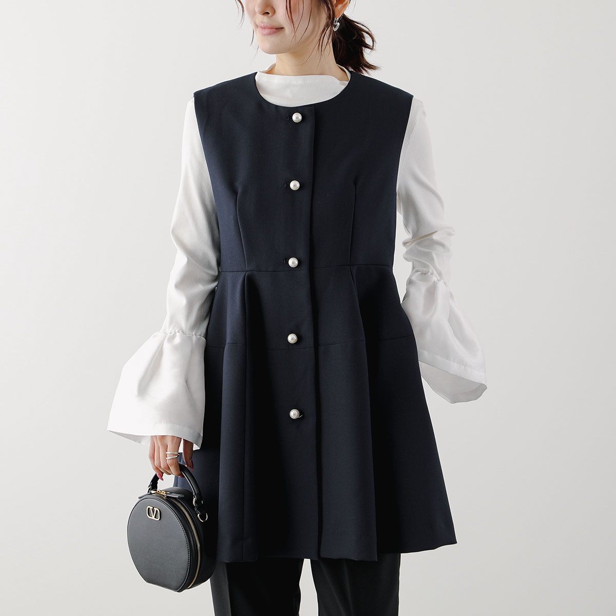 PICCIN PERLA ピッチン ベスト 901040 レディース パール ジレ フレア Aライン ノースリーブ 72