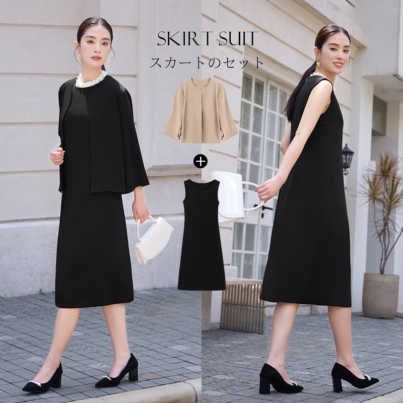 スーツ レディース ワンピーススーツ セットアップ セレモニー スーツ ママ 服 母 入学式 入園式 卒業式 卒園式 結婚式 ノーカラージャケット 大きいサイズ