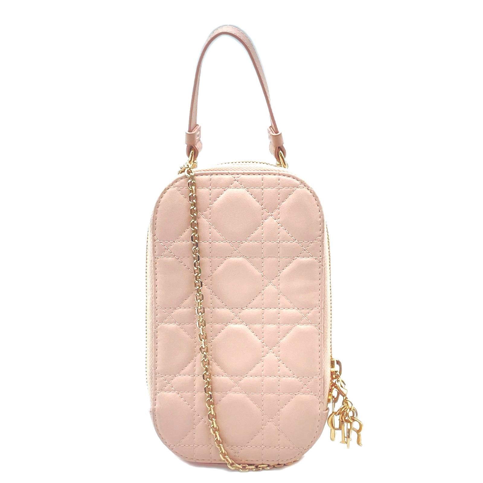 3日以内返品可 美品 ショルダーバッグ カナージュ ラムスキン Lady Dior Callin Dior フォンホルダー S0872ONMJ ピンクベージュ ラムスキン レディース