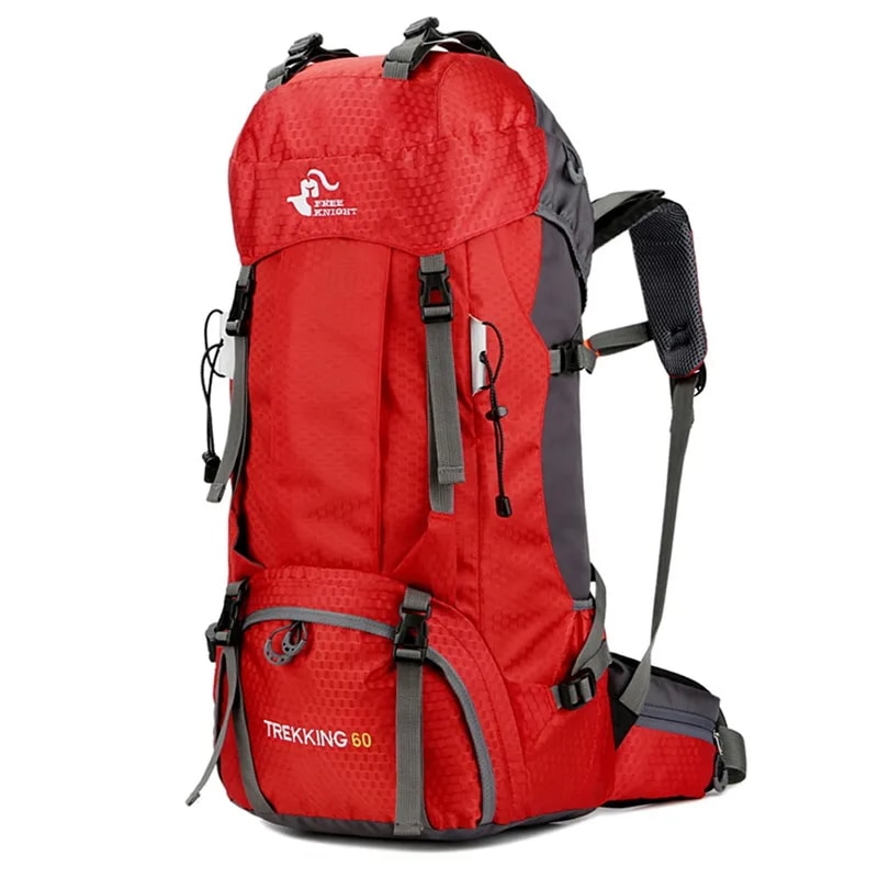 防水ハイキングバッグ,60lハイキングバッグ,屋外トレッキングバッグ,旅行用ナイロンスポーツバッグ,レインカバー付き