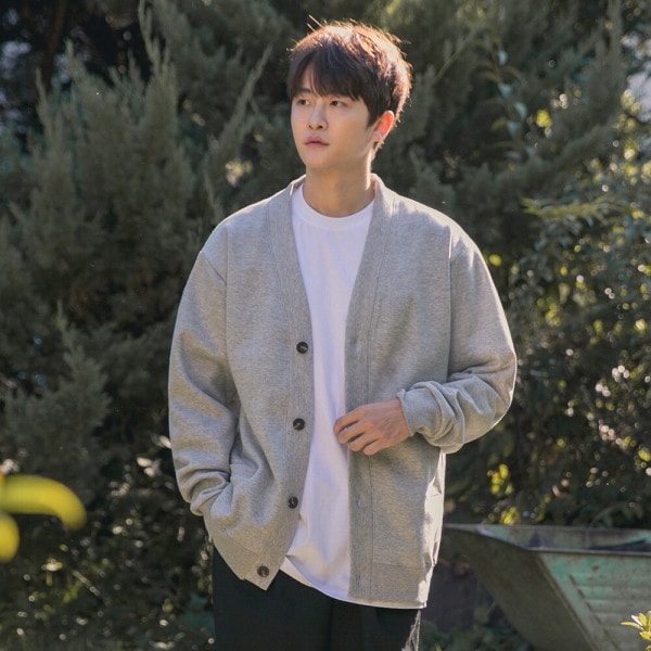 XL~4XL ビッグサイズ 無地 起毛 マンツーマン カーディガン BH5479