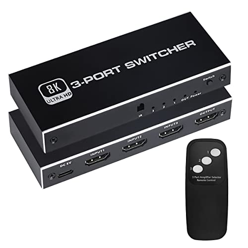 8K HDMI切替器 3入力1出力 hdmi 切り替え器 3X1 IRリモコン付き 2.1 HDMI切替器 3ポート 方向性スイッチその他AV機器