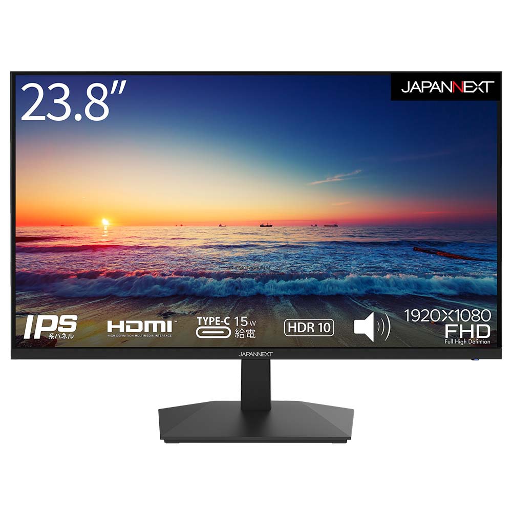 JAPANNEXTジャパンネクスト 液晶ディスプレイ(23.8型/IPS/FullHD 1920×1080/75Hz/5ms/HDR10/HDMI1.4/USB Type-C/VESA)(ブラック)
