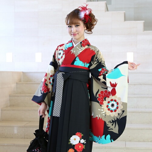 レンタル卒業式 袴 レンタル 女 袴セット 女性 卒業式袴セット2尺袖着物＆袴 フルセットレンタル モダンアンテナ 安い
