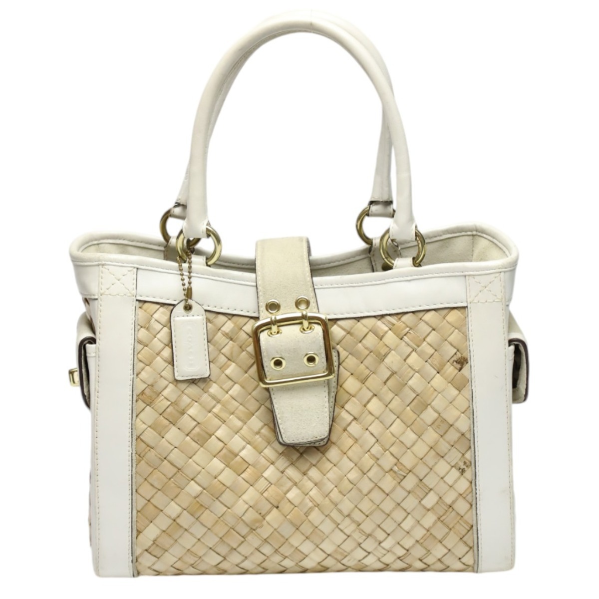 4419 かごバッグ トートバッグ ホワイト×ナチュラル