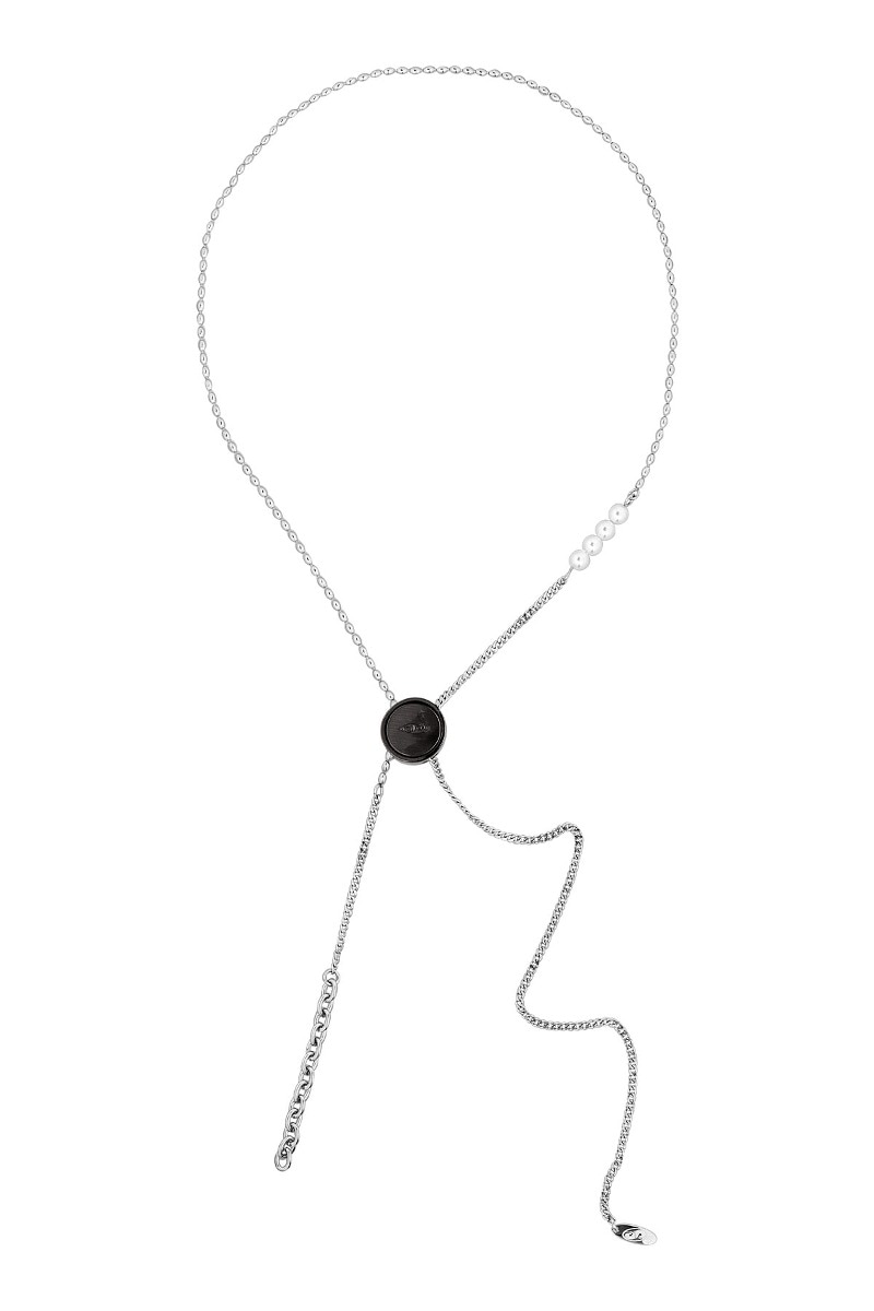 【SENTIMENTS】 NO.478 [BLACK] CIRCLE CODE LOCK PEARL NECKLACE