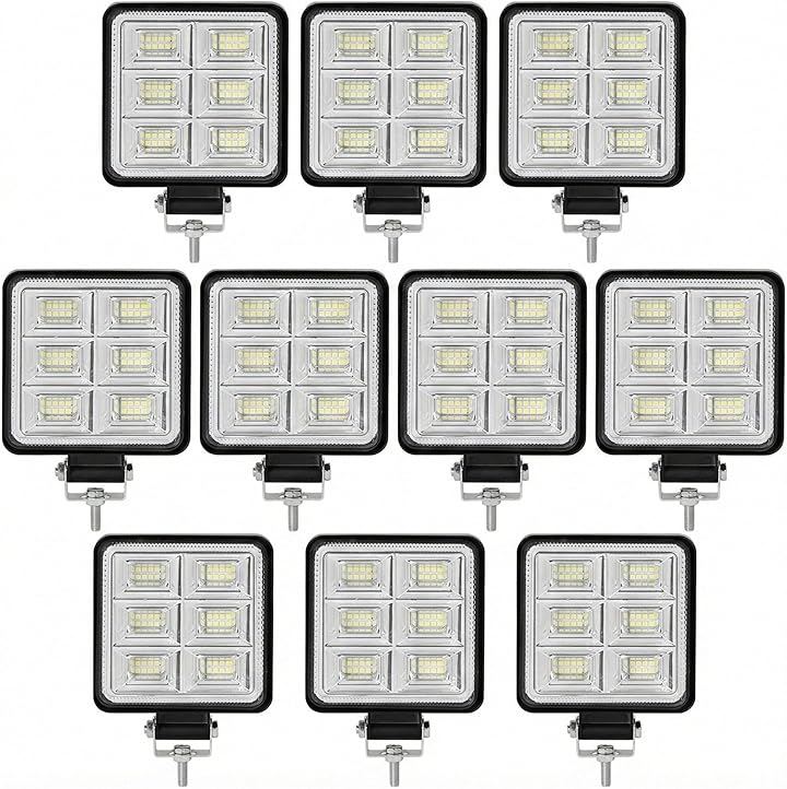 LEDワークライト 144W LED作業灯 12V 24V 6000k 汎用 広角 LED投光器 補助灯 船舶 トラック作業灯 角度調整 10個 WK18