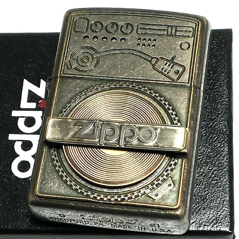 ジッポ ユーズドフィニッシュ レコード ZIPPO ライター 可動式 メタルプレート貼り 古美加工 彫刻 クロームサテーナ レトロ かっこいい 珍しい レディース メンズ ギフト プレゼント おしゃれ 5,986円