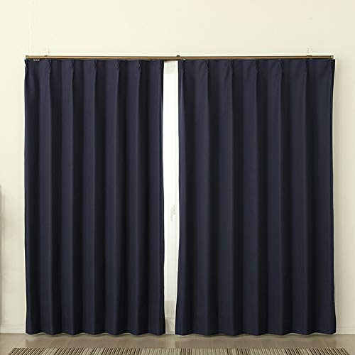 完全遮光カーテン 遮光率100％ 断熱防音 形状記憶加工 無地 「コナー」 5346ネイビーNB 幅100x丈230cm2枚組 100×230 節電 断熱 保温 防寒 省エネ 冷暖房効果アップ 厚手