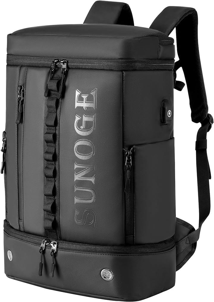 リュック メンズ リュックサック スクエア バックパック 大容量 ビジネスリュック 防水 19インチ PC ラップトップバック 35L(ブラック, 52cmx33cmx19cm)