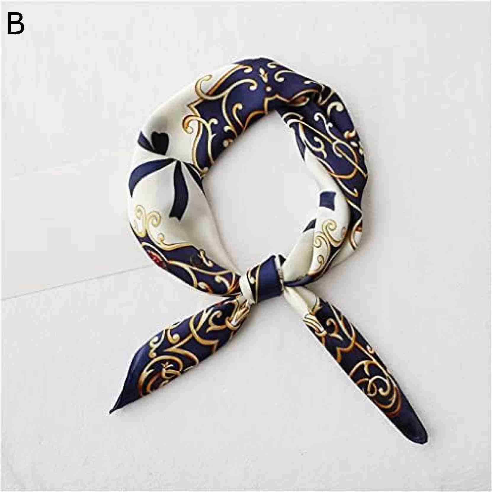 【20%OFFクーポン～】四角いスカーフヘアタイプリントサテンスカーフヘッドスカーフ女性のための小さなロングストリップスカーフ (Color : B Size : 70*70CM)