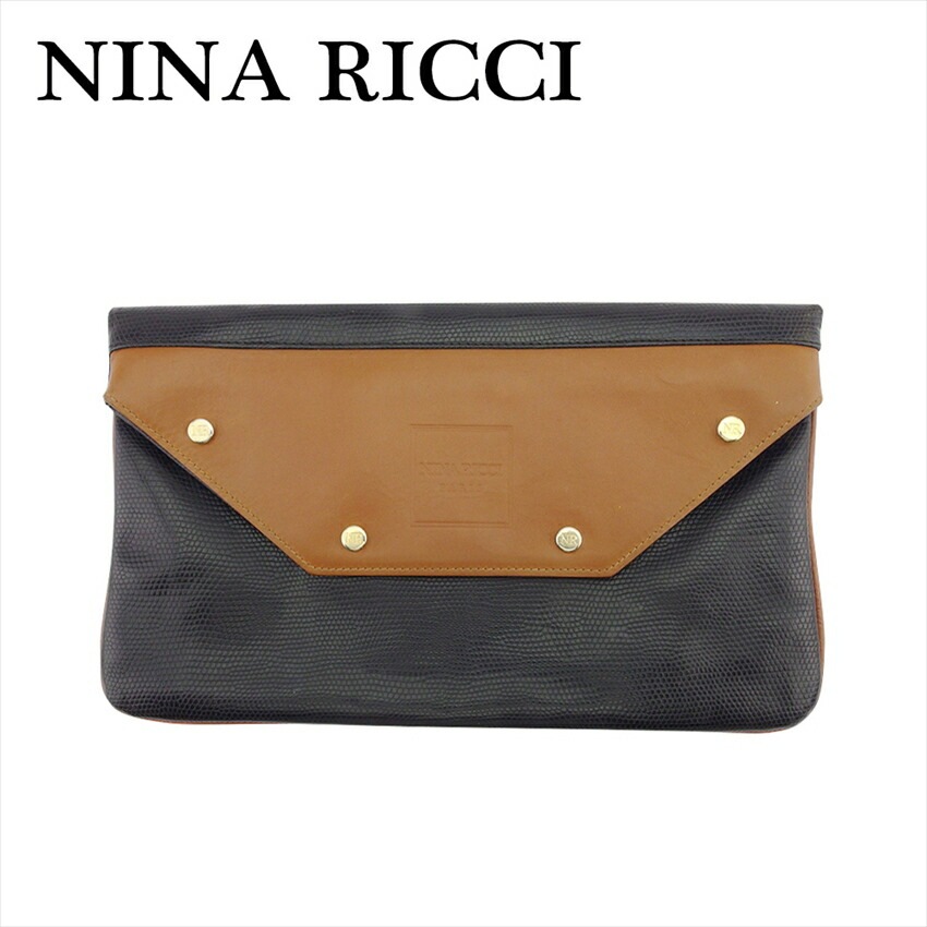 クラッチバッグ セカンドバッグ バッグ リザード調 レディース ブラック ブラウン ゴールド 中古