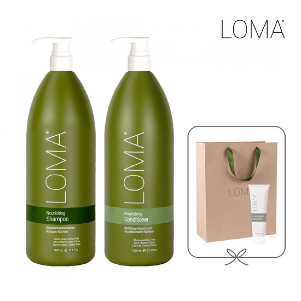ローマ ナリッシング シャンプー & コンディショナー セット 1L + シャンプー 88ML + ショッピングバッグ