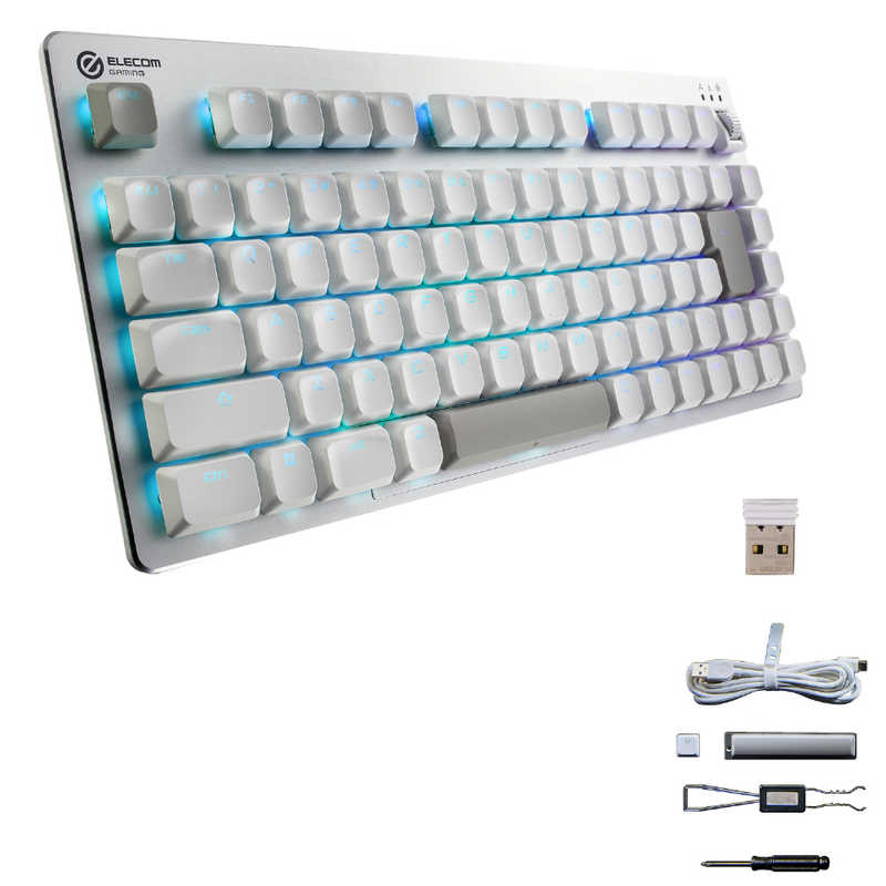 ゲーミングキーボード 有線/ 無線/ Bluetooth リニア 赤軸 メカニカル キーボード 75％サイズ 日本語配列 RGB V custom ホワイト　TK-VK520LLWH