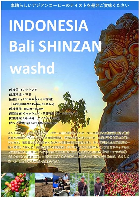 受注焙煎！2kg インドネシア バリ神山 ウォッシュド [選べる焙煎度合い] コーヒー豆 大山珈琲 業務用 自家焙煎 卸