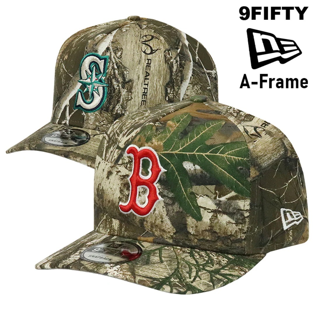 キャップ レッドソックス マリナーズ 9FIFTY A-FRAME Pre-Curved スナップバック メンズ 帽子 迷彩 プレカーブ メジャーリーグ カモ