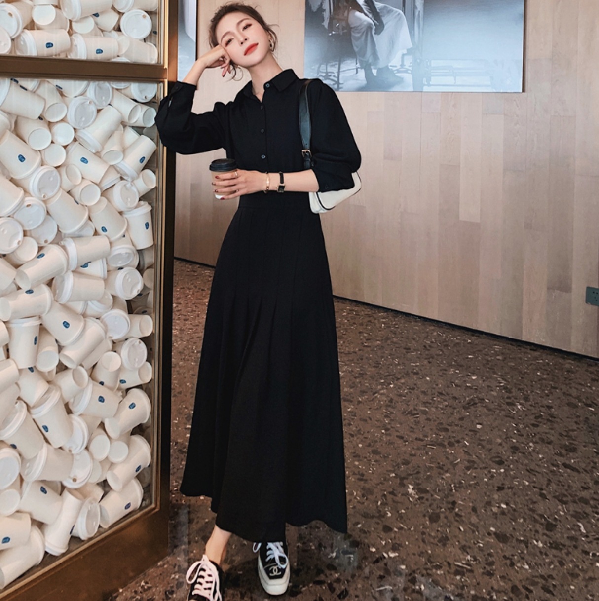 ワンピース デート シャツワンピース ロング ロング丈 袖あり 半袖 かわいい 大人可愛い きれいめ シンプル カジュアル 大人 上品 おしゃれ お洒落 主役級 存在感 夏 10代 20代 30代