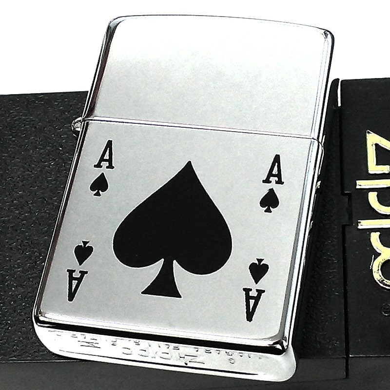 ZIPPO ライター カナダ製 1995年製 シルバー鏡面仕上げ エース トランプ スペード シンプル オンタリオ製 廃盤 レアジッポ 珍しい 未使用品 ビンテージ 絶版 ヴィンテージ かっこいい