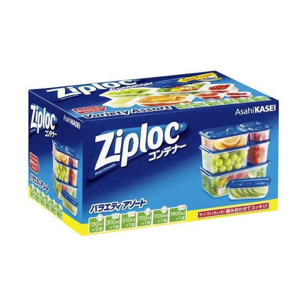 （まとめ）旭化成ホームプロダクツ ジップロックコンテナー アソート 7個入 [x5セット]