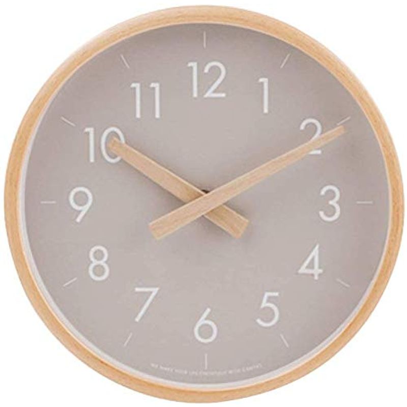 都内で グレージュ ウォールクロック S エンジュール販売 掛け時計 木製の針と曲木のシンプルなフレームが上質感と温もりを感じさせる 直径22cm 掛時計