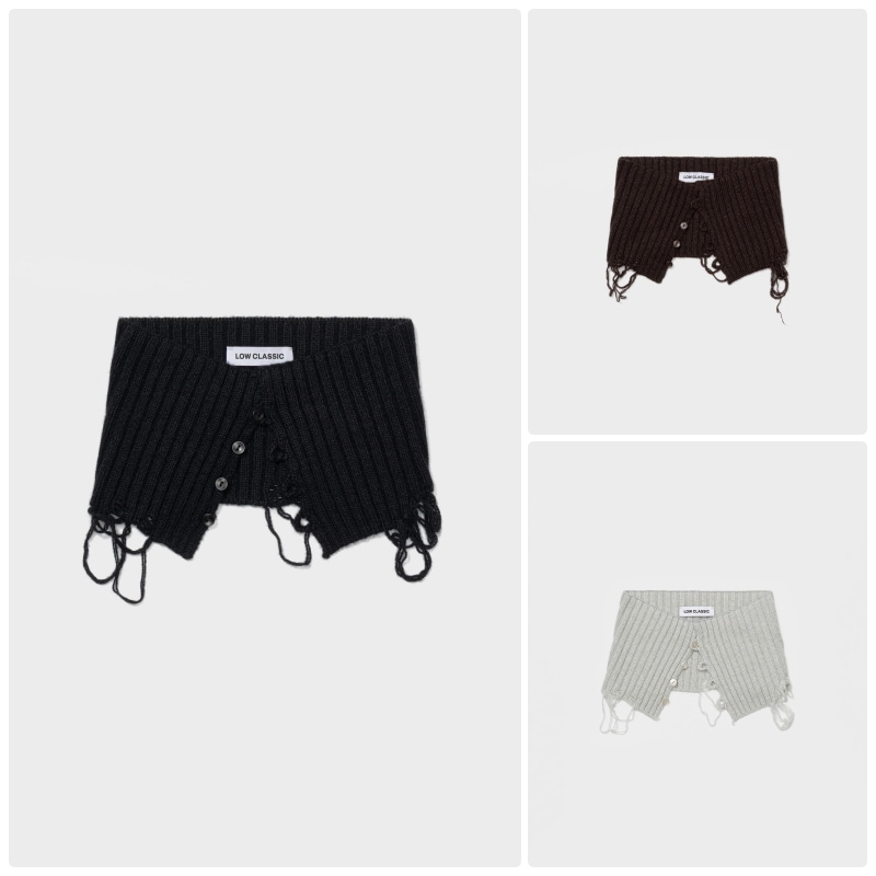 【LOW CLASSIC】25FW DAMAGED KNIT NECK WARMER : 3COLORS