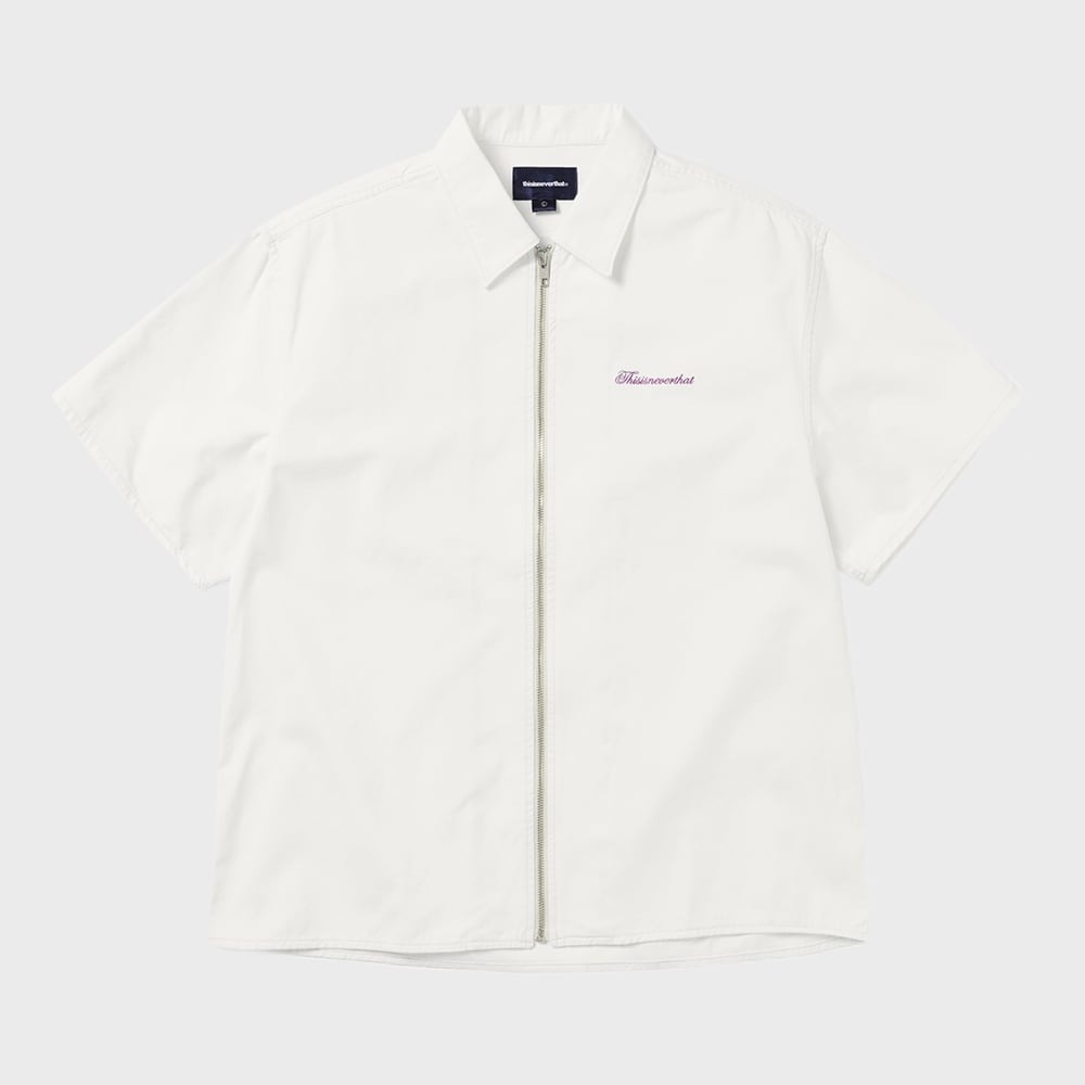 ディス・イズ・ネヴァー・ザットダムドデニムジップ S/S シャツオフホワイト