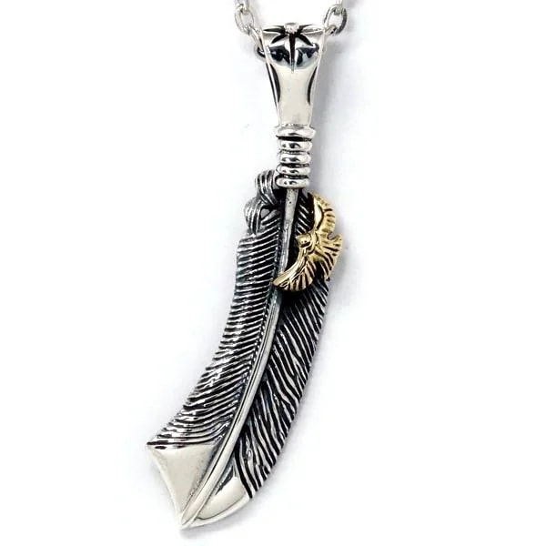 インディアンジュエリー ペンダント ネックレス フェザー ゴールド イーグル 鷲 サン 太陽 シルバー925 メンズ