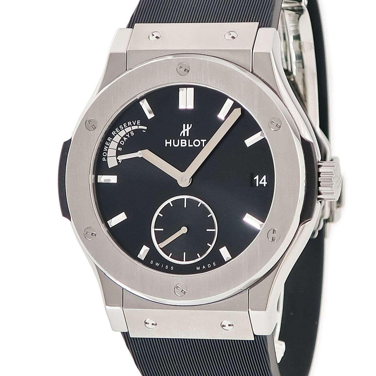 クラシックフュージョン 8デイズ チタニウム 516.NX.1470.LR 手巻き メンズ ブラック パワーリザーブ 3年保証