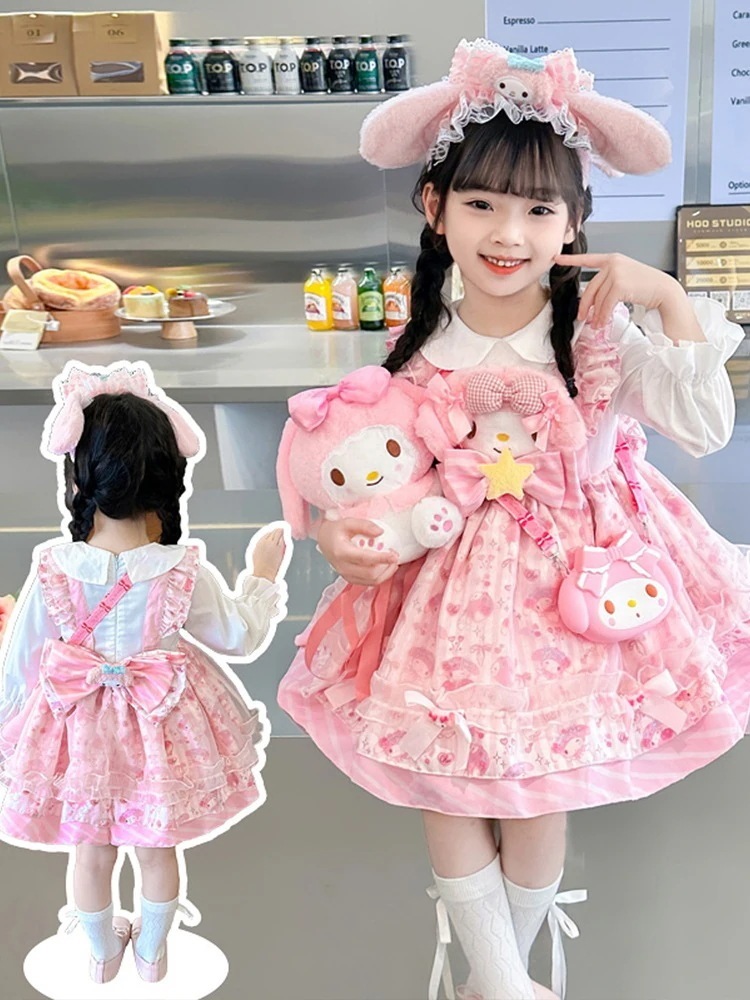 ロリータガールズプリンセスドレス秋ドレス子供の誕生日秋長袖スカートガールメロディー服