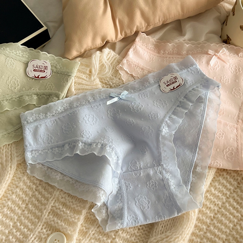 10個セット パンツ女子純綿股間痕なしシンプル純綿少女パンツ甘レース三角パンツ