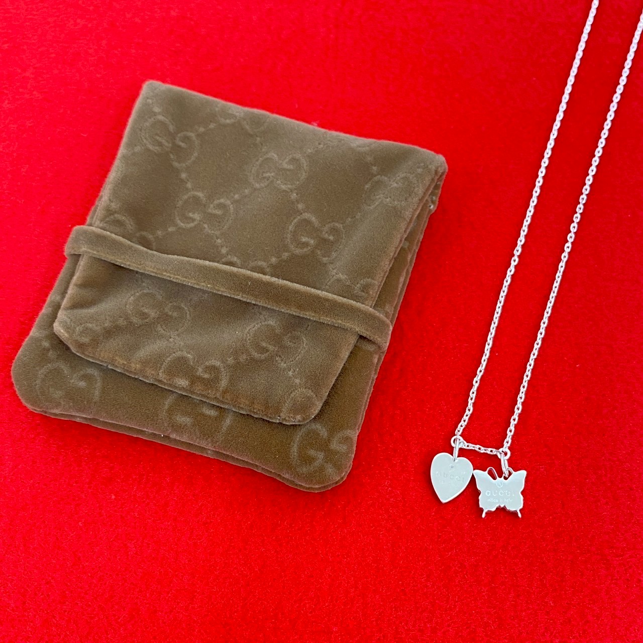 ハート 蝶 モチーフネックレス シルバー925 シルバー 40255