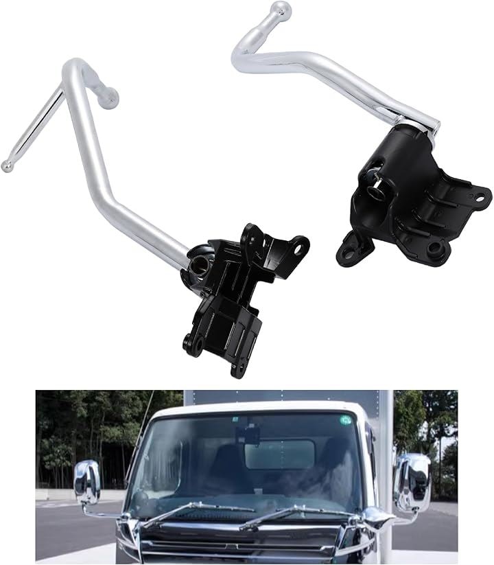 三菱 ふそう ジェネレーションキャンター ミラー ステー メッキ仕上げ 手動格納式 運転席/助手席 標準/ワイド サイド ドア バック フソウ ブラケット 左右セット(シルバー)