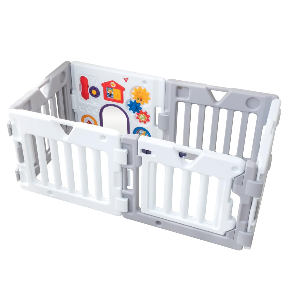 日本育児 ベビーサークル ミュージカルキッズランドDX ホワイト＆グレー
