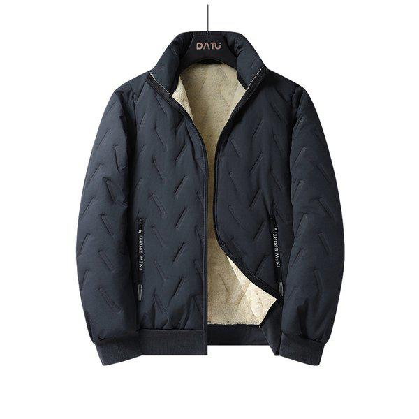 メンズ冬の保温デイリーパターン起毛ジップアップ DMS-JUW-SCC900-グレー