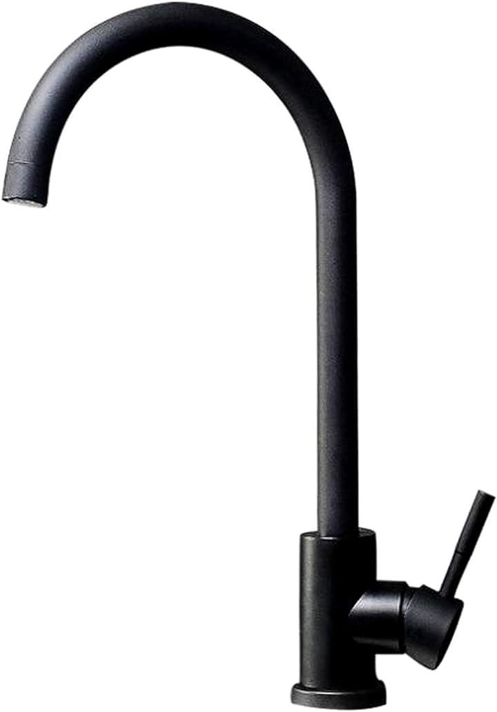 キッチン 洗面用 アンティーク 混合水栓 グースネック スワン 蛇口 シングルレバー 洗面台 SK118(ブラック)