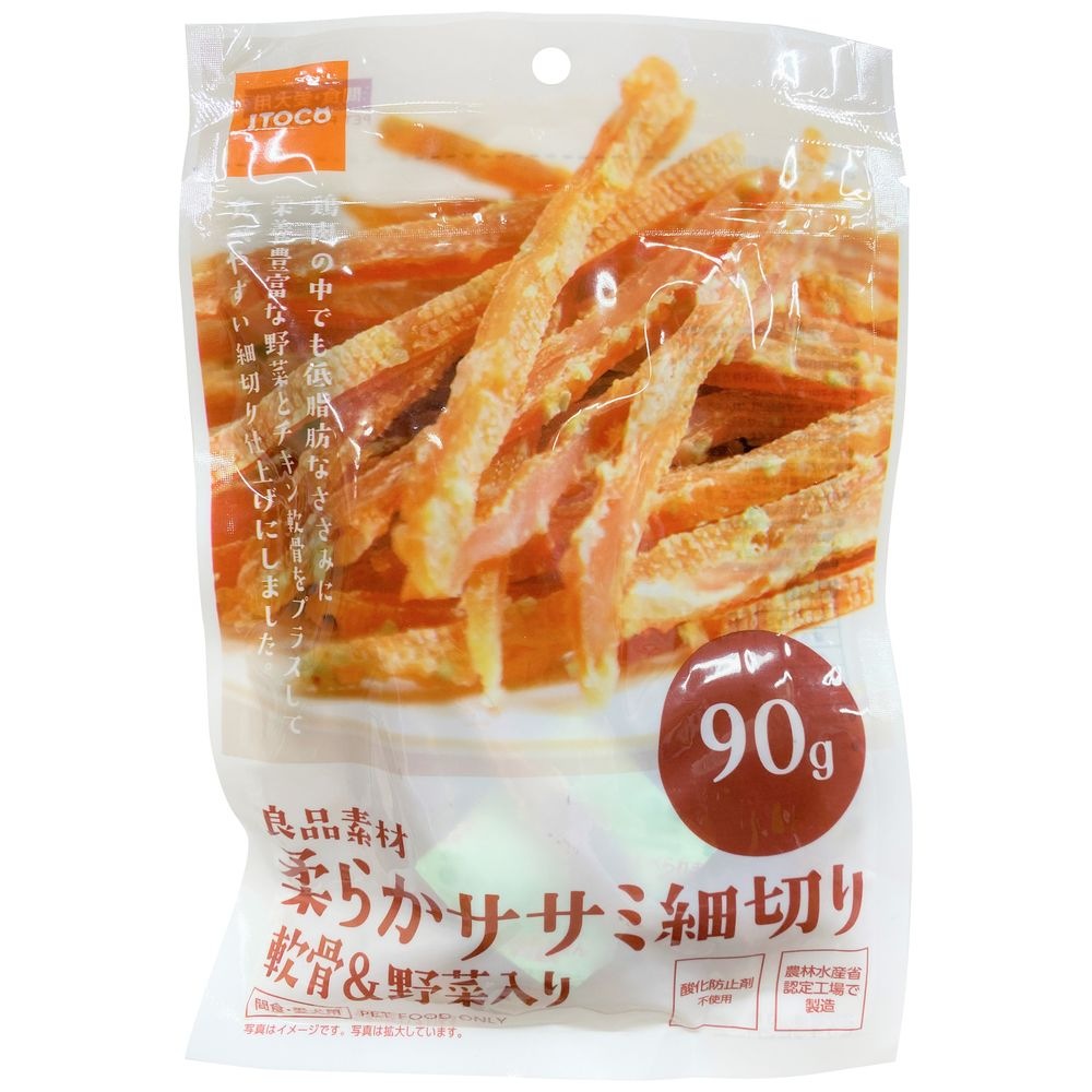 （まとめ買い）イトウ&カンパニーリミテッド 良品素材 柔らかササミ細切り軟骨＆野菜入り 90g 犬用おやつ [x16]