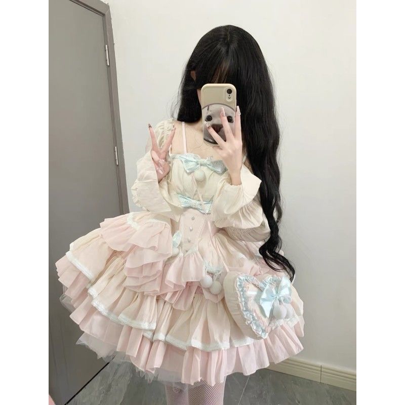 最安値に挑戦ロリータ ワンピース コスプレ かわいい学院祭用 ロリータ ドレス ハロウィン 姫スカートガーリーリボンウエスト 女