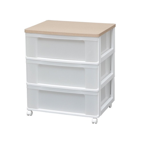 W653P ホワイト/フレンチオーク [ウッドトップチェスト 3段 幅63.2cm 完成品] メーカー直送