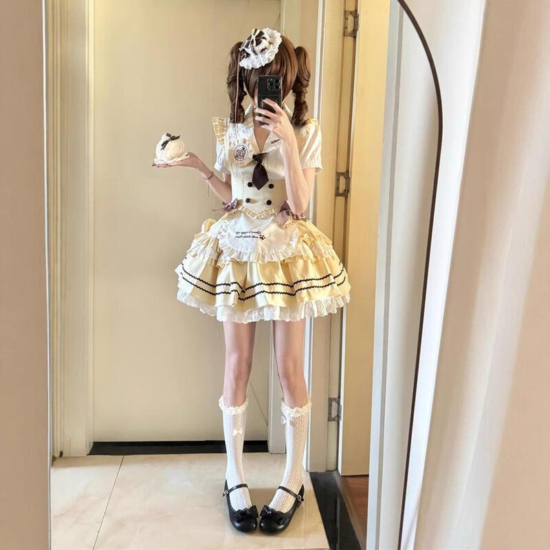 女性のための甘いロリータスリーブ夏の新しい若々しい痩身パフィー冬のドレスケーキショートドレスロールプレイング