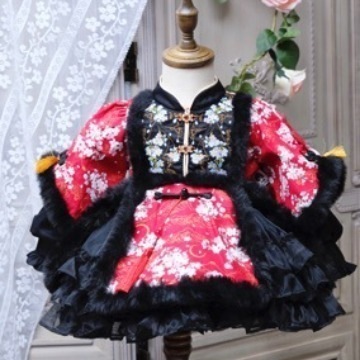 古代風新風ふわふわプリンセスロリータショートキュートスカート暖かい長袖礼拝スカート