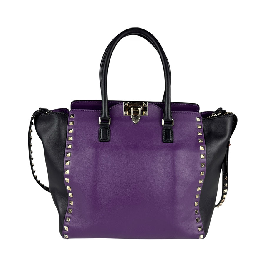 ヴァレンティノ ガラヴァーニ Valentino Garavani ハンドバッグ ショルダーバッグ ロックスタッズ レザー/メタル パープル/ブラック レディース z5786