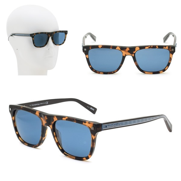 サングラス EZ0094/S 55X 54 Ermenegildo Zegna デミブラウン ブルー グローバルモデル UVカット