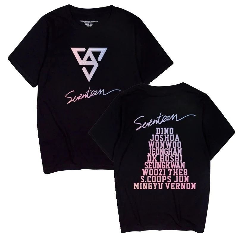 【急速出荷!2枚購入で300円 OFF!】seventeenフォローツアーコンサート半袖tシャツコットンレディーストップス2枚購入でカード1パスケース